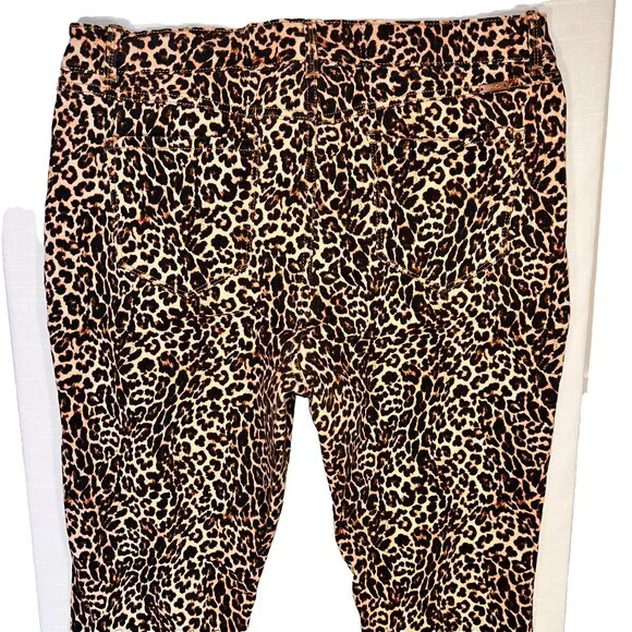 INC Skinny Jeans Womens 16 Cheetah Print Stretch 5-Pocket Denim Copper Button - Picture 14 of 16
